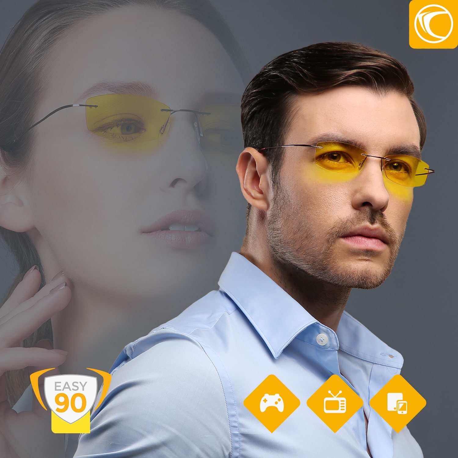 Porträtaufnahme mit der Blaulichtschutzbrille LINDAU EASY90