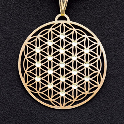 Blume des Lebens Amulett vergoldet Sonne