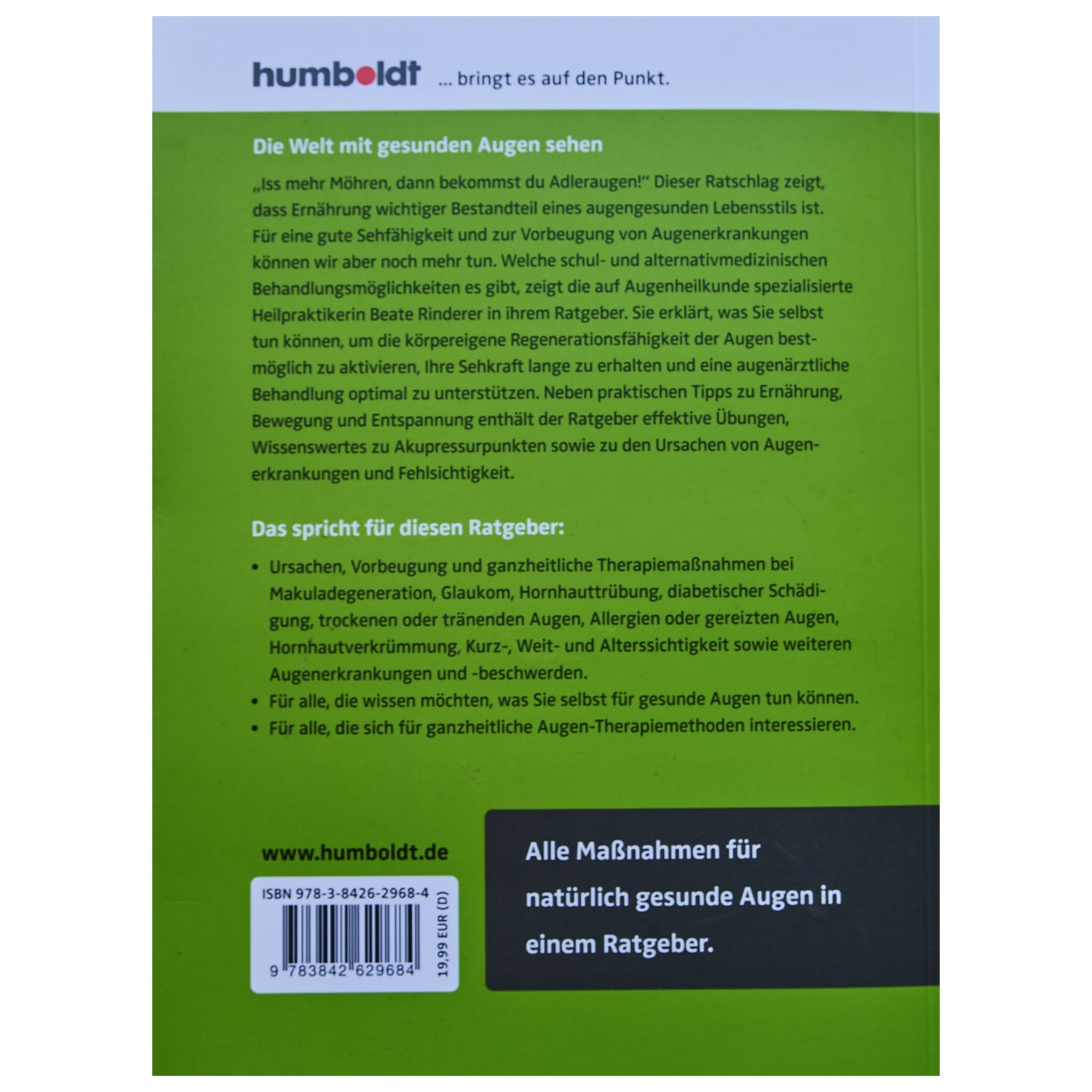 Buch Natürlich besser Sehen Beate Rinderer Rückseite