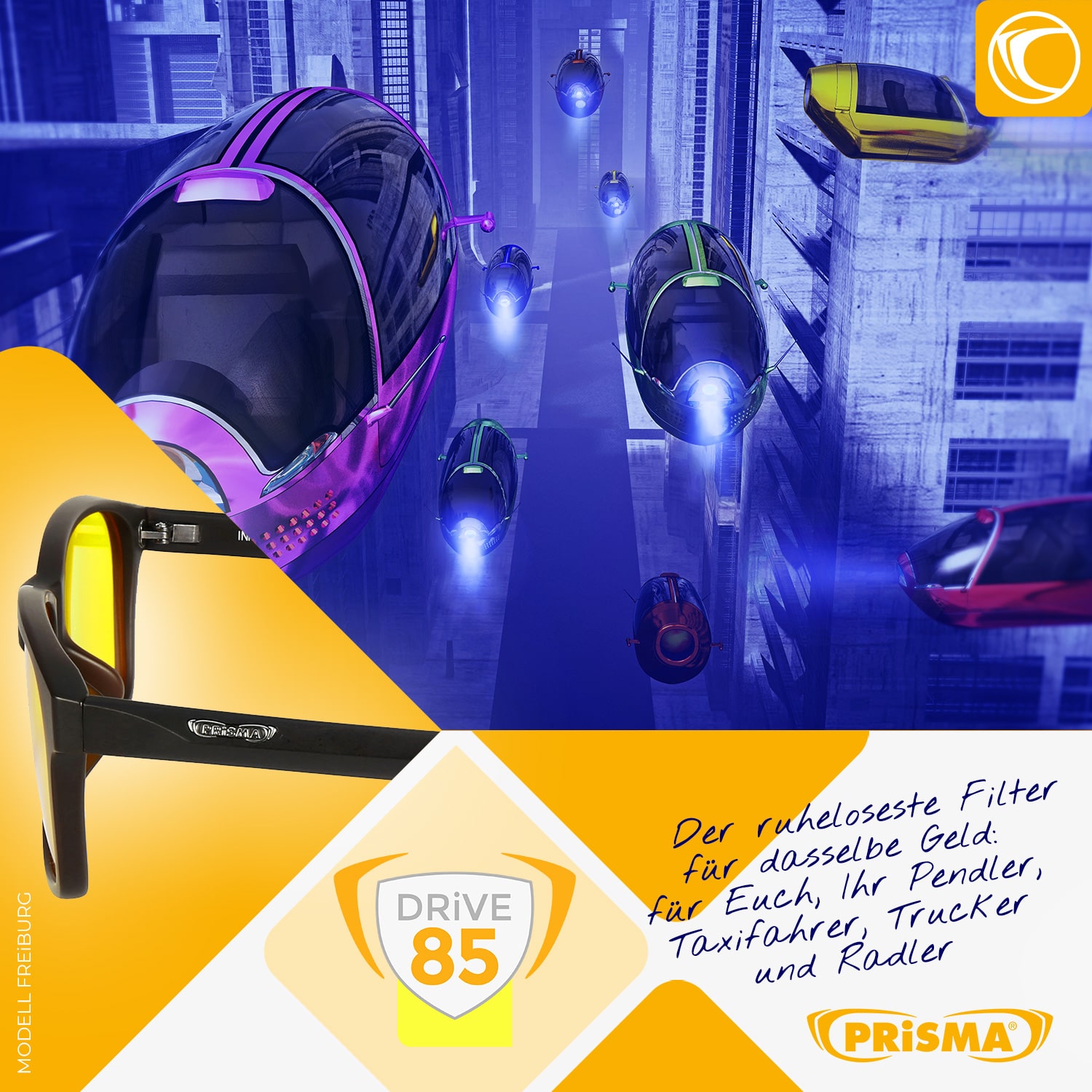 Future-oriented FREIBURG DRIVE85 driving glasses with modern blue light filter for relaxed vision