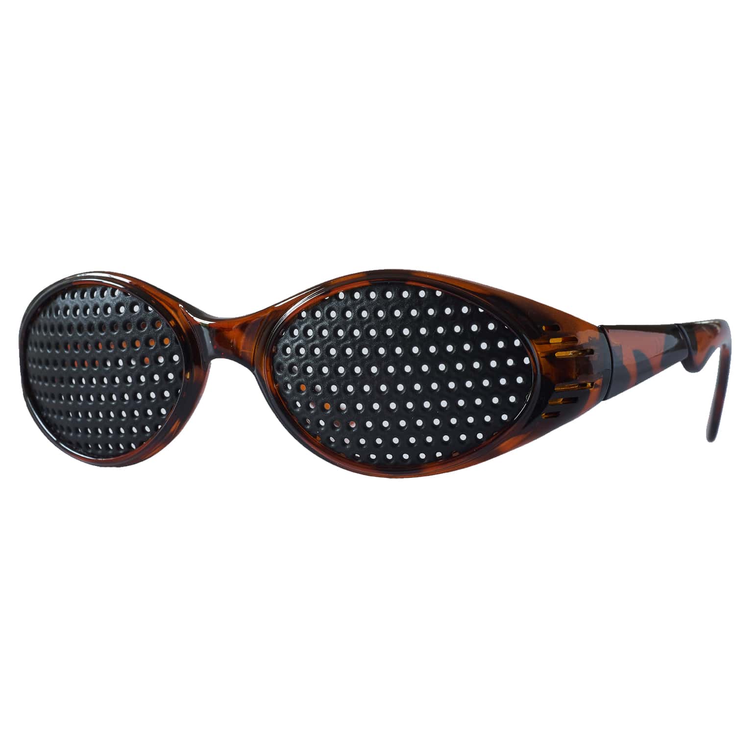 Rasterbrille KMG von BioTec kaufen – hochwertige Multidot-Brille mit Lochraster für effektives Sehtraining und Förderung der Augenmuskulatur Rasterbrille KMG von BioTec mit klassischem Rundraster – braunes, sportlich-modernes Brillengestell für tägliches Sehtraining und natürliche Augenaktivierung