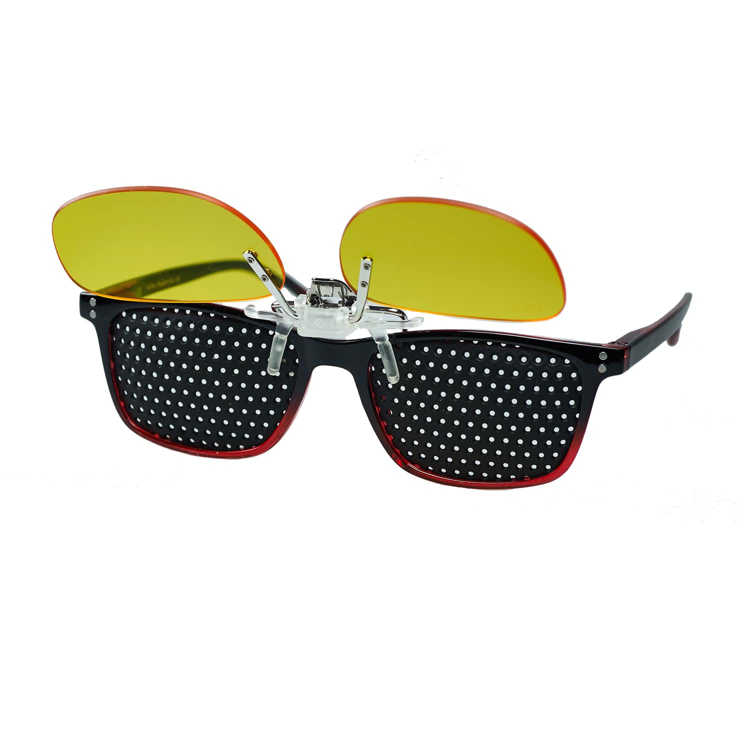 Kaufen Sie Rasterbrille ARG + Gamer CLIP-On EASY90 – Sehtraining & Blaulichtschutz Rasterbrille ARG mit hochgeklapptem Gamer CLIP-On EASY90 – Sehtraining und 90% Blaulichtschutz