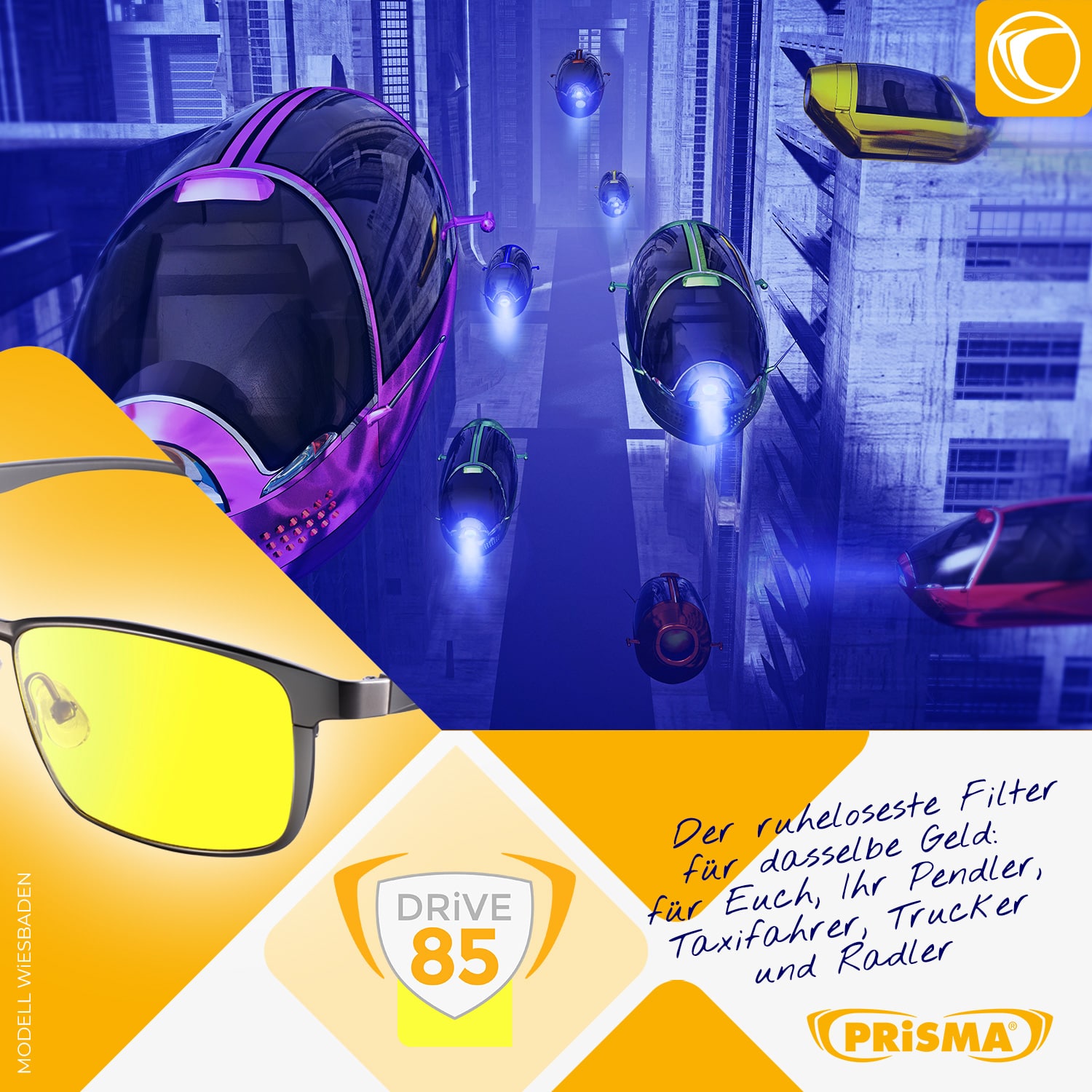 PRiSMA WIESBADEN DRIVE85 driving glasses – innovative design with blue light protection and UV400 filter for greater safety, comfort, and eye health on the road