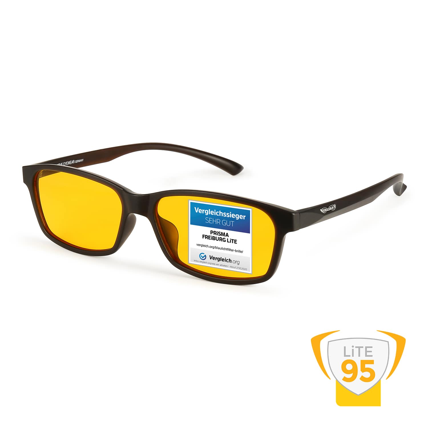 FREIBURG LITE95 Blaulichtfilter-Brille, 95 % HEVL, UV400, gelb-amber, Unisex, Komfort, Bildschirmarbeit