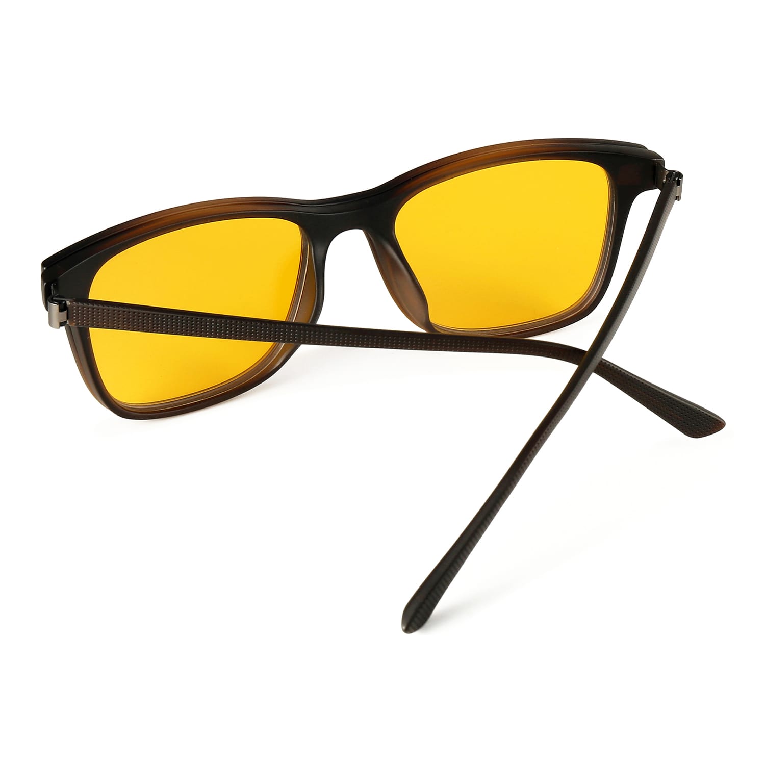 Rückansicht der LiTE95 VARiA1 Blaulichtfilter-Brille für Brillenträger mit Magnet-Clip