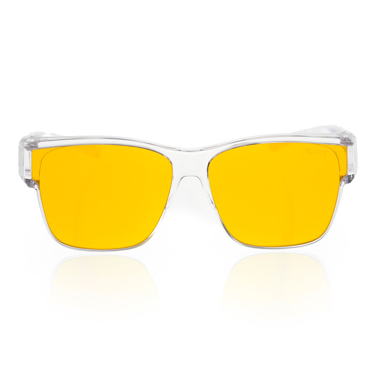 Nahaufnahme der LiTE95 Gläser mit BluelightProtect-Filter, 95% Blaulichtschutz, 75% Lichttransmission