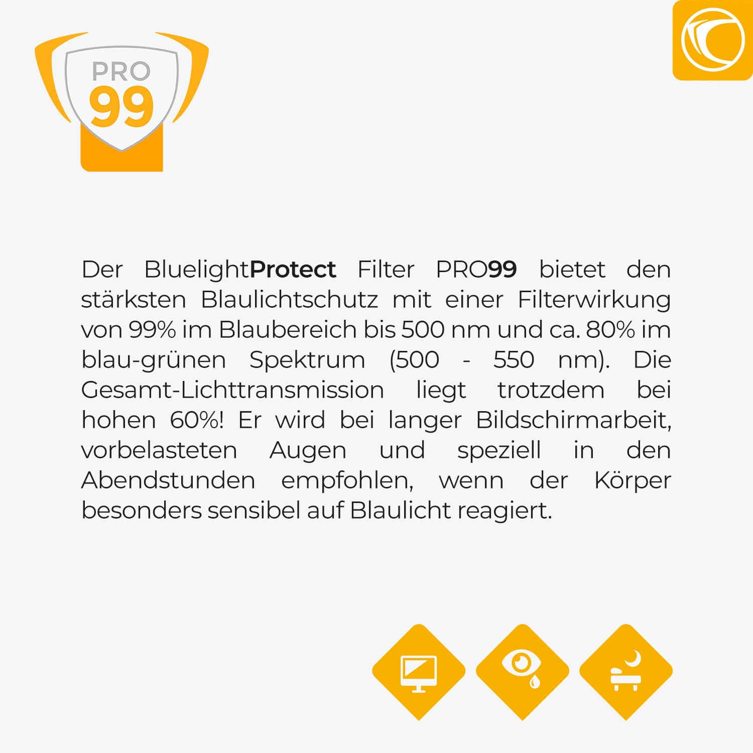 Vorteile der Blaulichtfilter-Brille Frankfurt PRO99 – 99% HEVL Schutz, entspiegelt, UV400, optimal für Abend- und Nachtarbeit